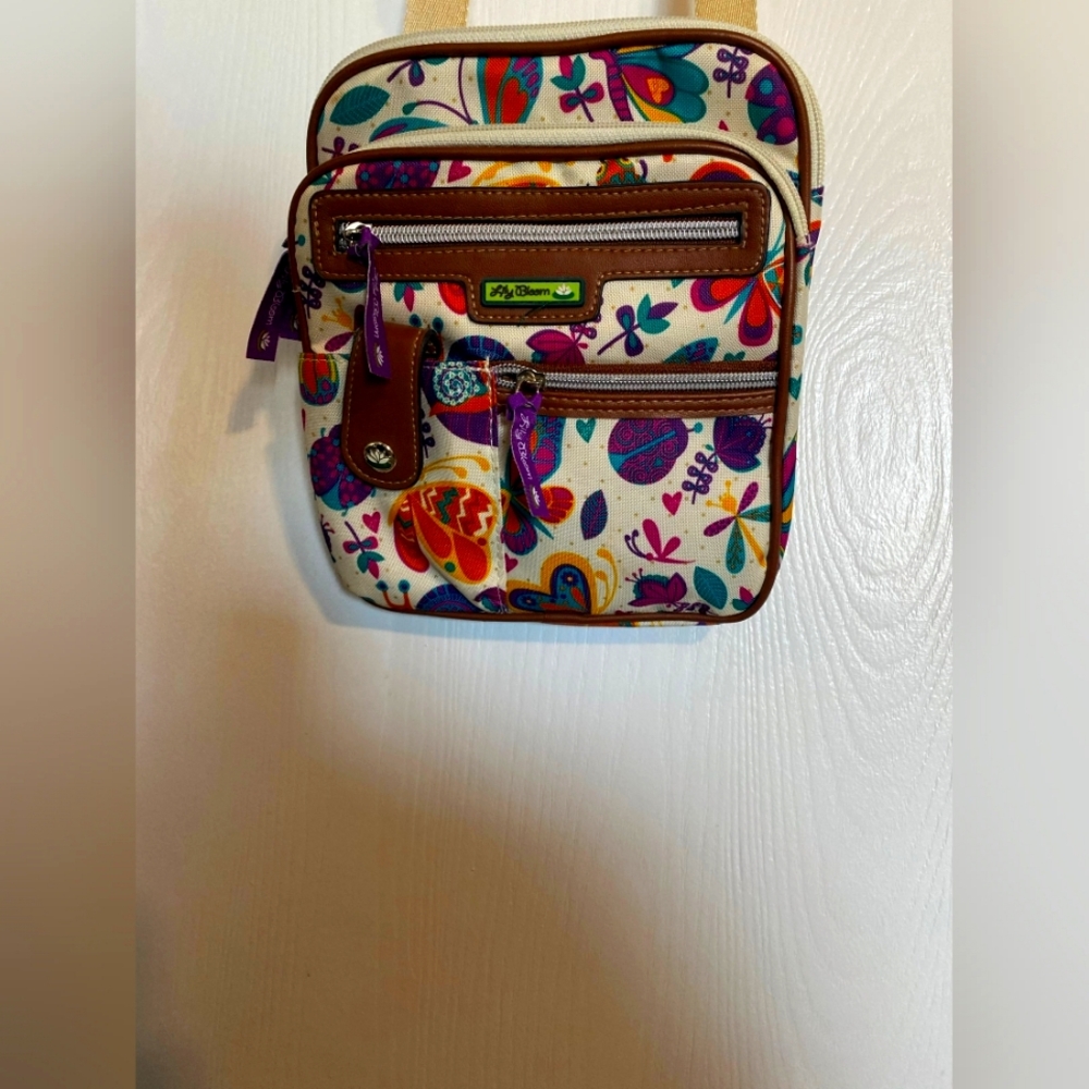 Lily Bloom Purple and Red Crossbody Bag with Bold Floral Design